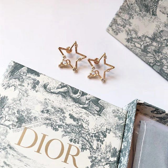 Dior飾品 迪奧經典熱銷款五角星吊水鑽cd耳釘  zgd1107